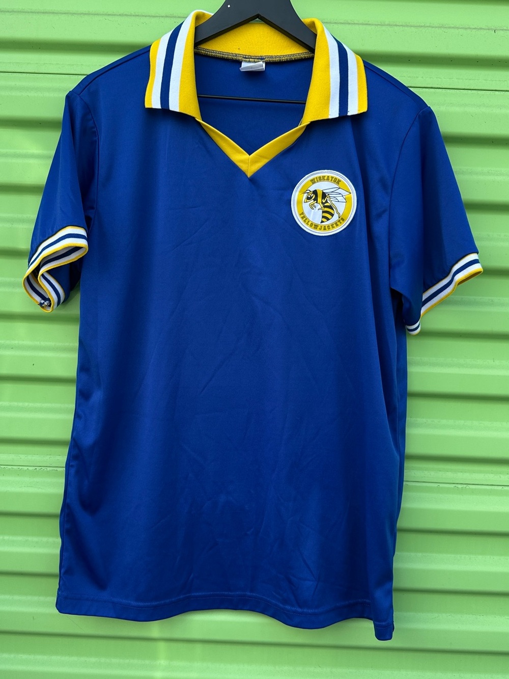 Blue & Yellow Collared Athletic Jersey with Bee Patch